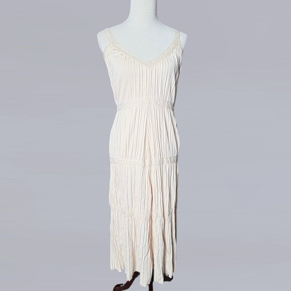 Zara Sleeveless Knit V-Neck Dress Off White Size Small - Picture 2 of 10